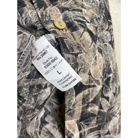 Tori Richard Hawaiian Button Down Shirt Men sz Large Floral Brown beach vacation - Picture 7 of 15